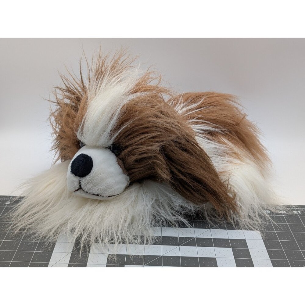 Antics Dog Plush Brown White Fluffy Furry Puppy‎ Plush 1984 16 Inch Stuffed